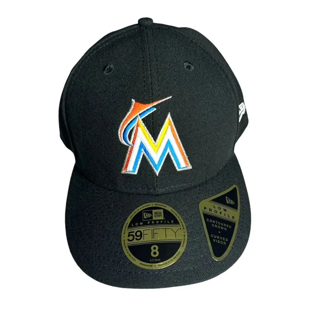New Era Miami Marlins 59Fifty On-Field Fitted Hat Size 8 - Made in‎ USA